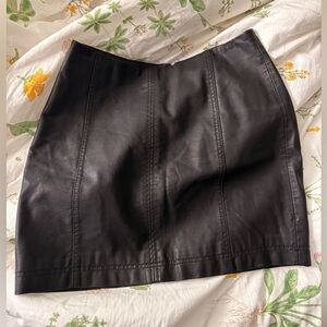 Free People Faux Leather Mini Skirt Black Size 6 Y2K High Rise Club Night Out